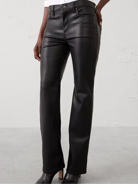 Banana Republic black vegan leather bootcut mid rise pants size 4/27 new